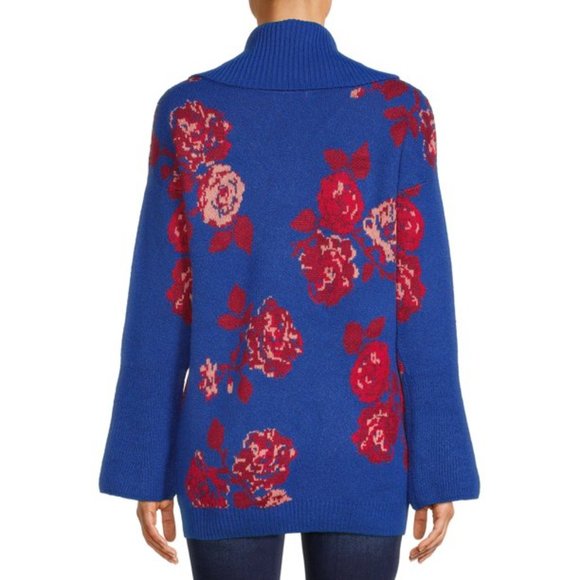 NWT NEW Blue Floral Sz XL 16/18 Stretchy Cozy Cowl Neck Sweater PIONEER WOMAN - Picture 3 of 4